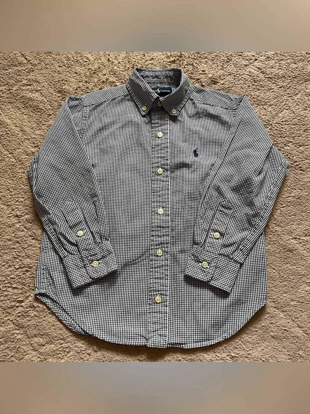 Ralph Lauren Gingham Check Plaid Button Down Shirt Preppy Cotton Kids Sz 5
